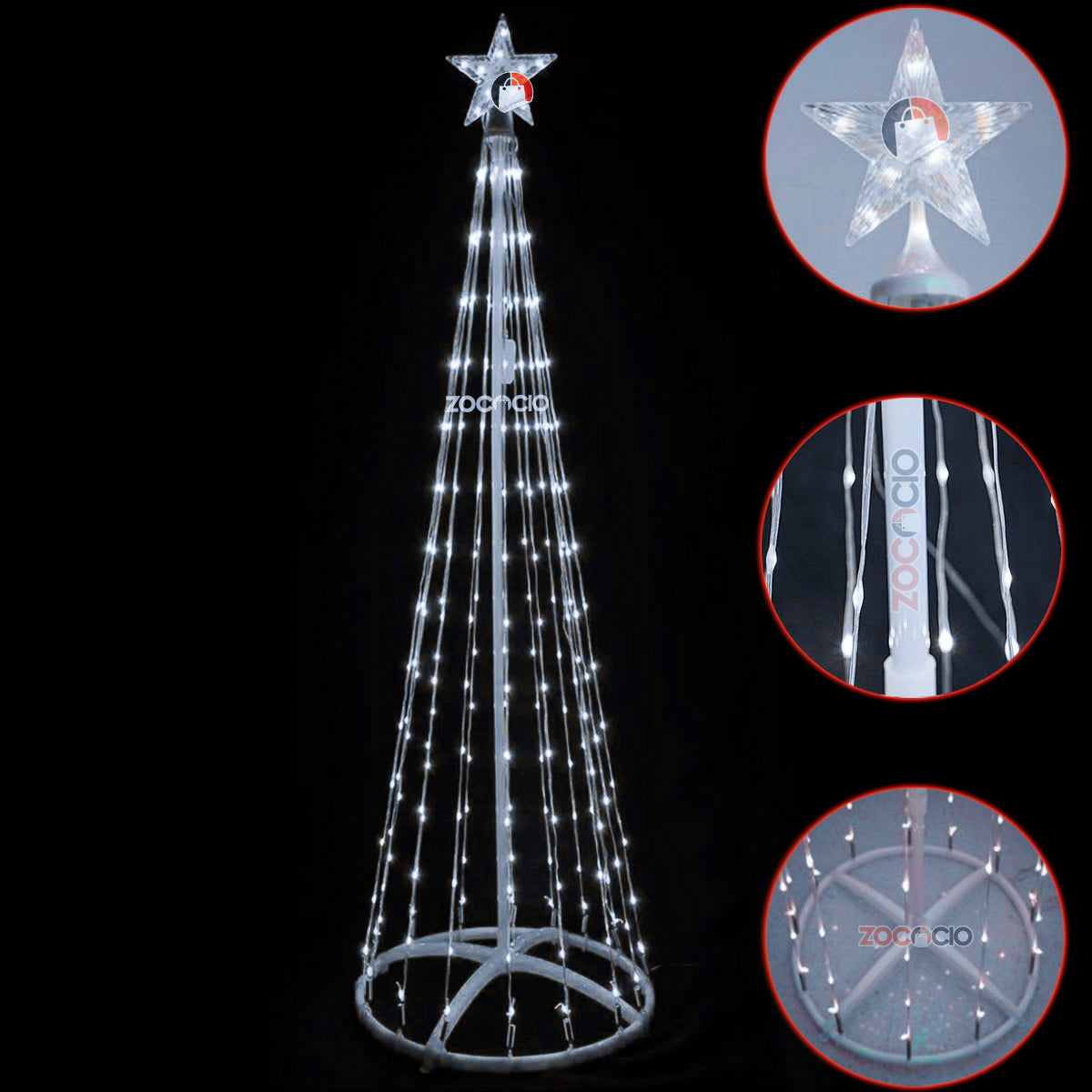 Árbol cónico LED luces navideño 1.80M fácil de armar - 50% OFF - Envío gratis
