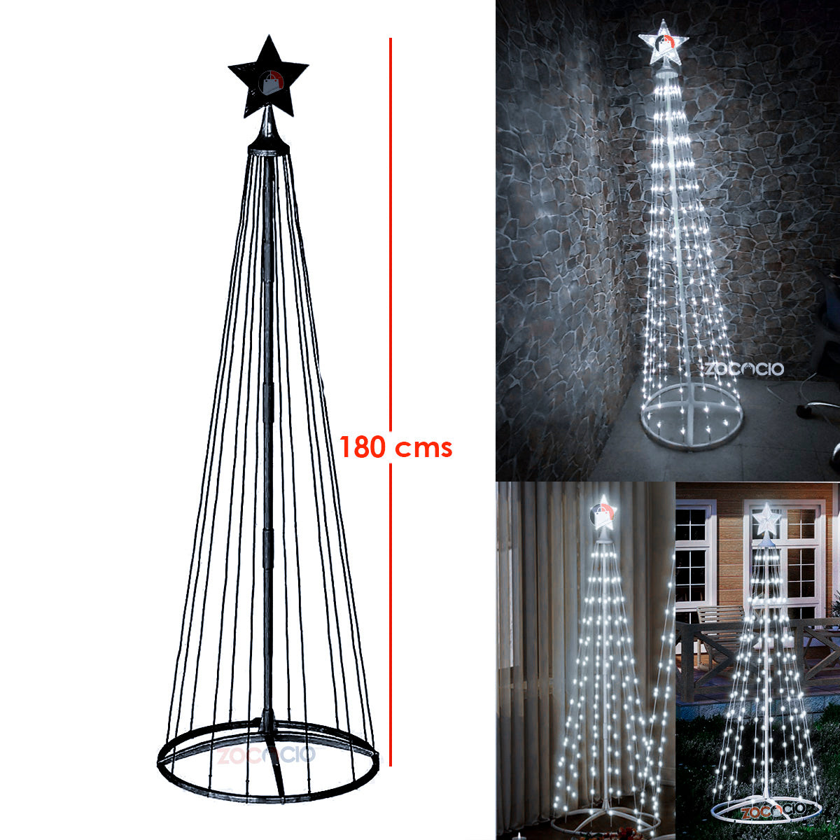 Árbol cónico LED luces navideño 1.80M fácil de armar - 50% OFF - Envío gratis