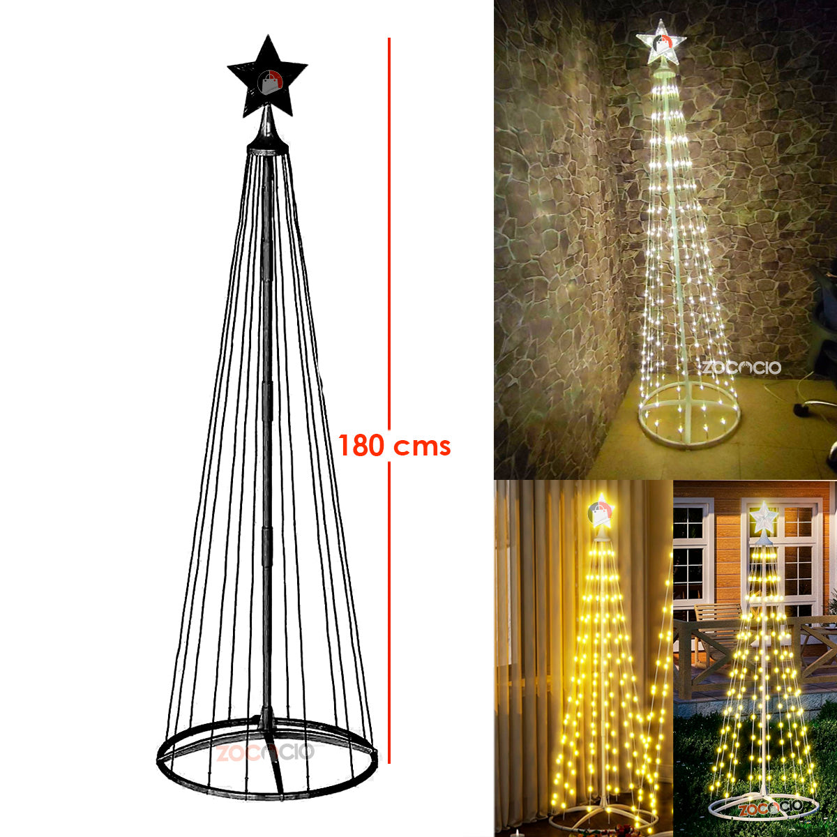 Árbol cónico LED luces navideño 1.80M fácil de armar - 50% OFF - Envío gratis
