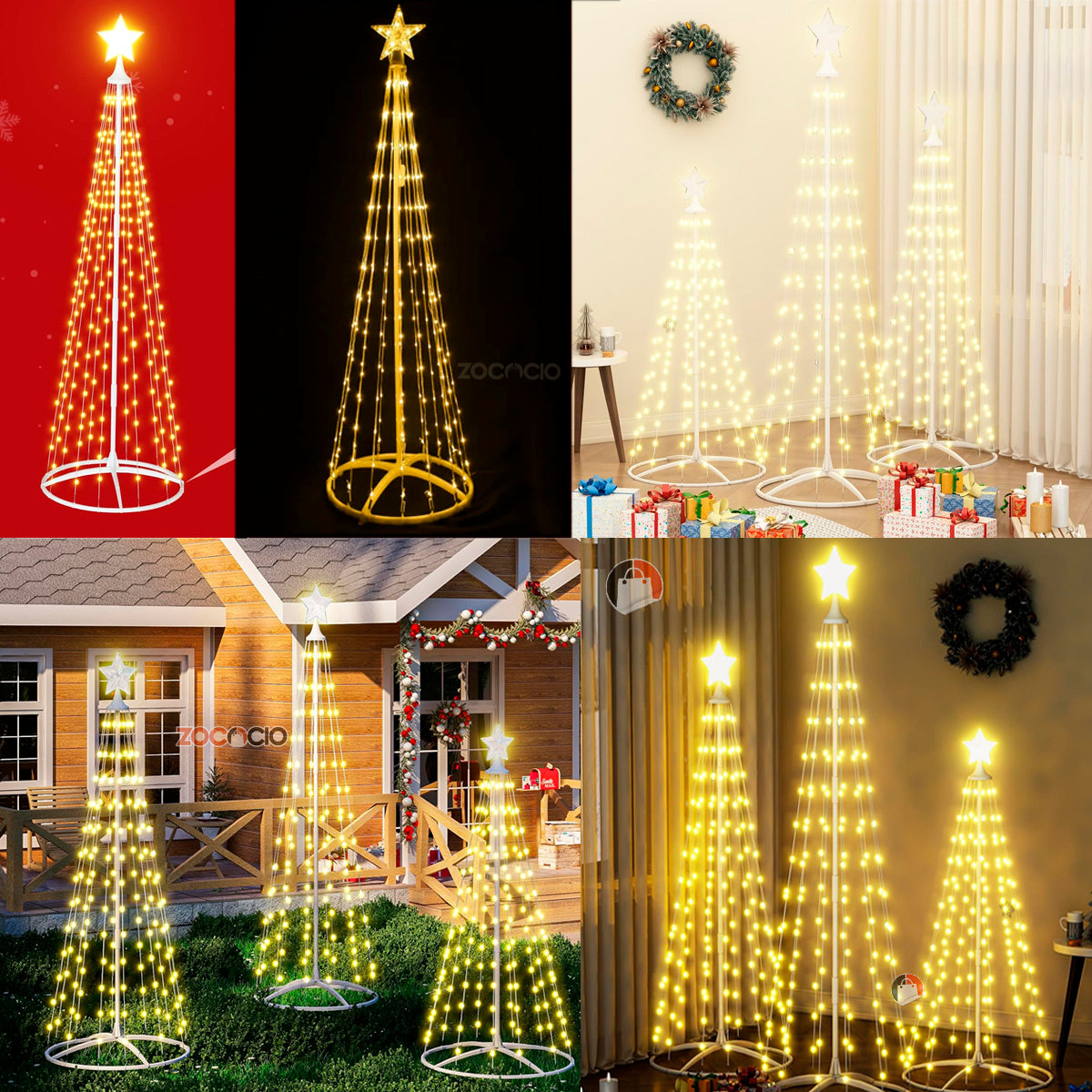 Árbol cónico LED luces navideño 1.80M fácil de armar - 50% OFF - Envío gratis