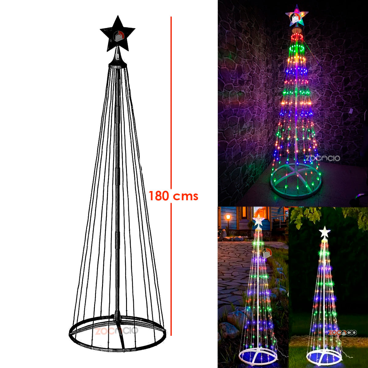 Árbol cónico LED luces navideño 1.80M fácil de armar - 50% OFF - Envío gratis