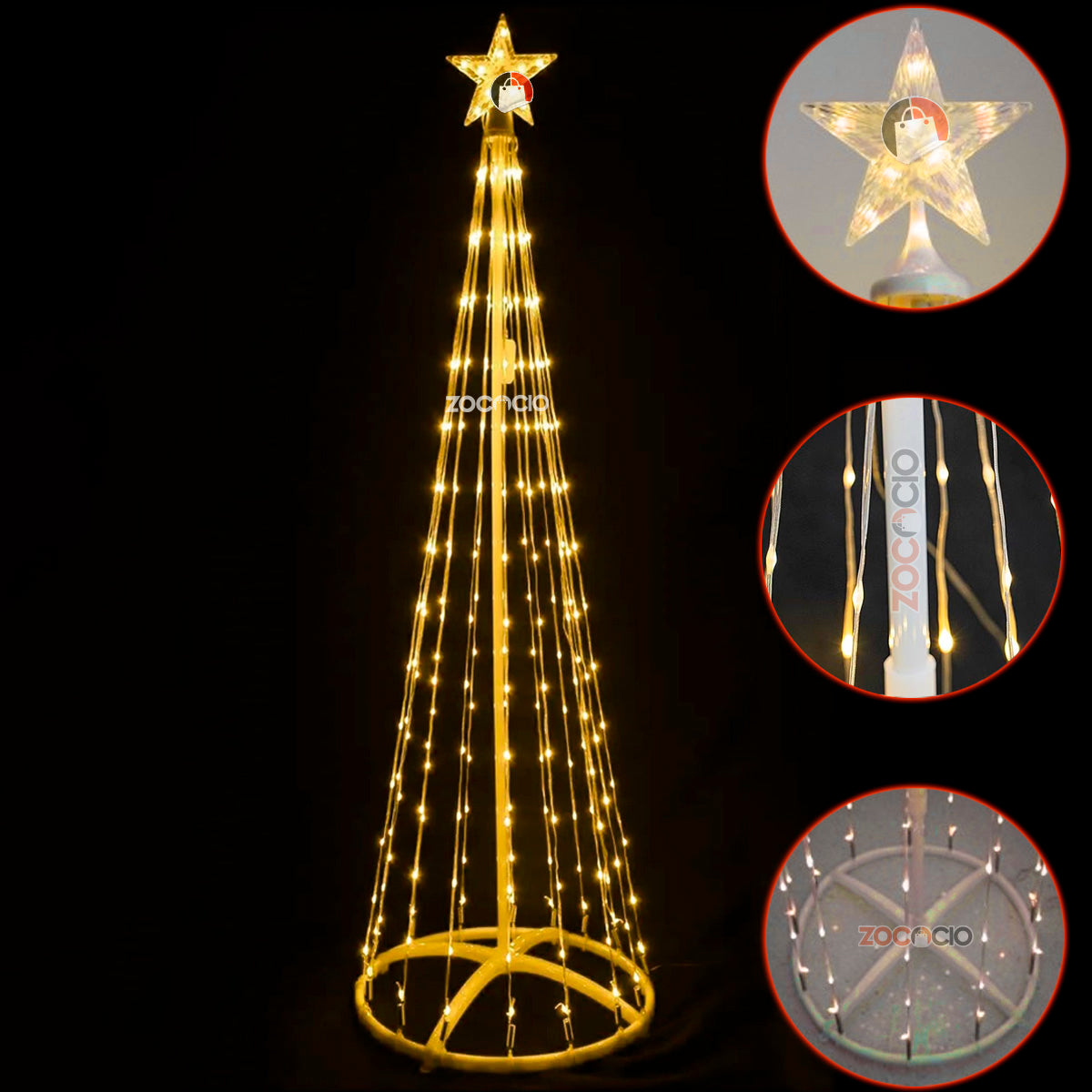 Árbol cónico LED luces navideño 1.80M fácil de armar - 50% OFF - Envío gratis