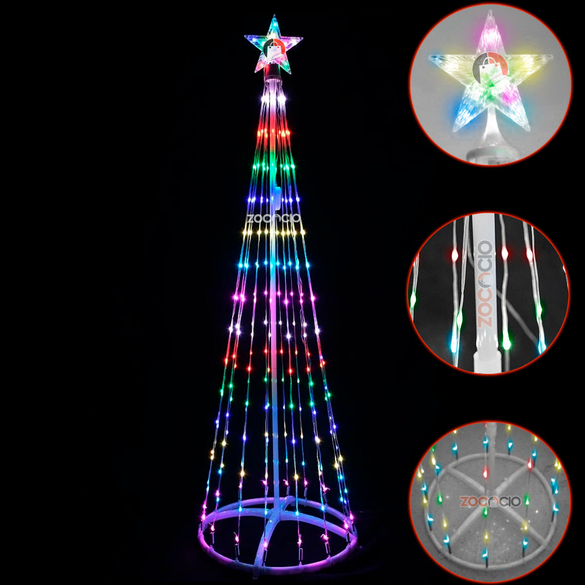 Árbol cónico LED luces navideño 1.80M fácil de armar - 50% OFF - Envío gratis