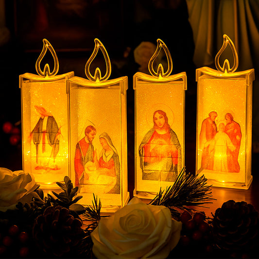 PACK Velas LED x4 Unidades Con Imágenes Religiosas / 7 de Velitas / 50% OFF