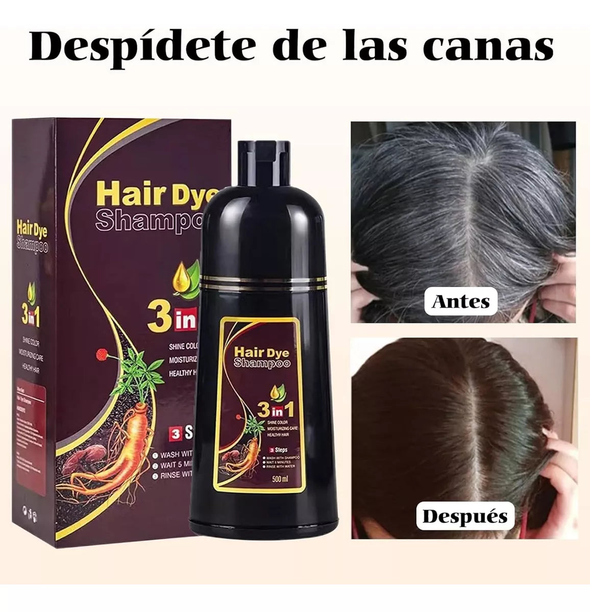 El original shampoo 3 en 1 tapacanas que cubre en 10 minutos!  🎁 Envío gratis