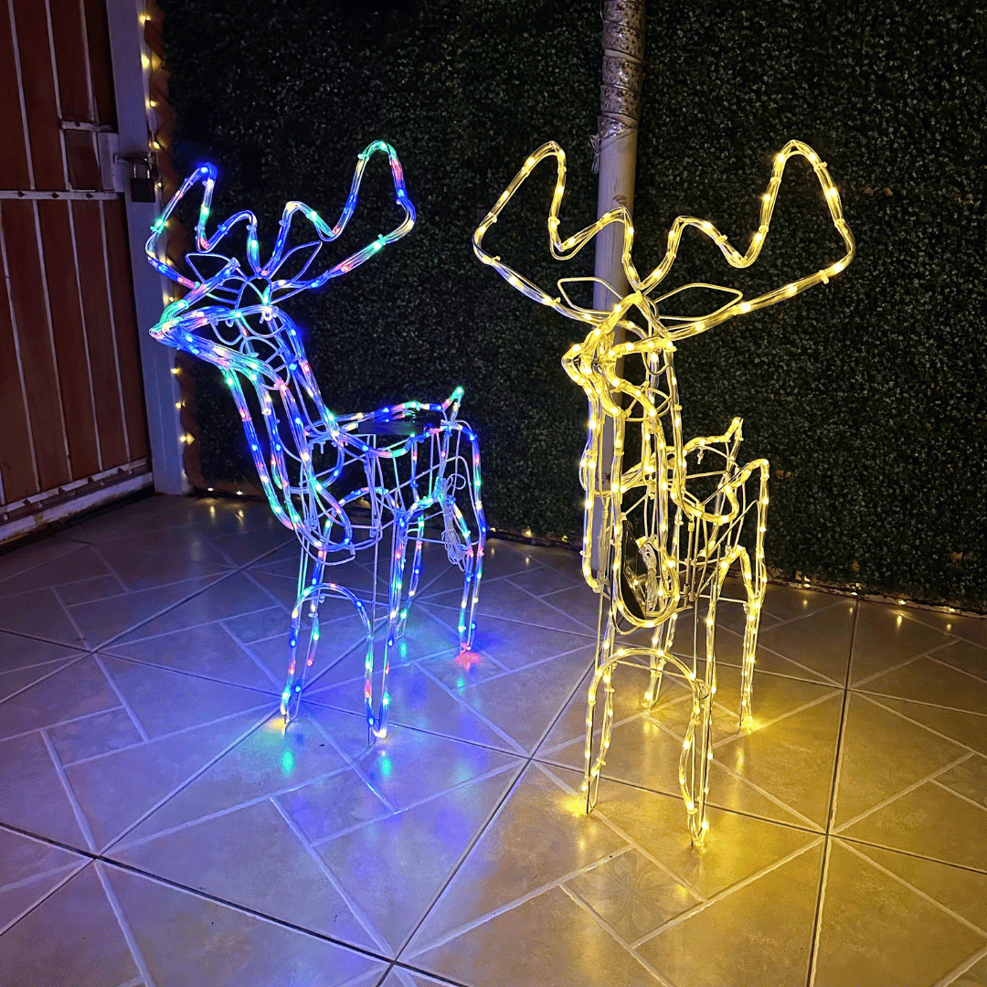 Reno LED Navideño de estructura metálica y manguera LED