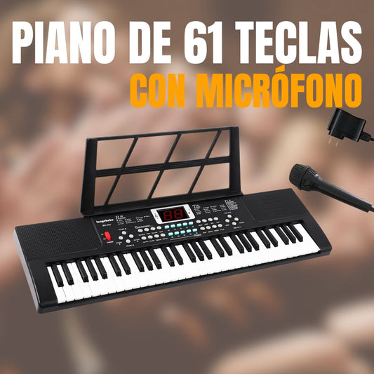 🎹 PIANO CON ATRIL DE 61 TECLAS + Y RECIBE DE OBSEQUIO 🎤MICRÓFONO 🎤